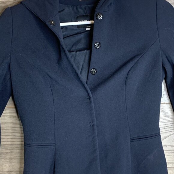 Giorgio Armani Borgo 21 Black Jacket Sz 46 w/Hood 6 Snap Closure 8 Panel - Picture 6 of 13